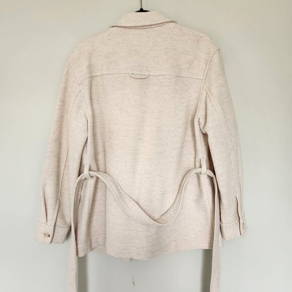 & Other Stories Wool Blend Cream Oversized Coat Jacket Overshirt Shacket Size 8 - Picture 9 of 12